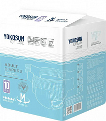 Подгузники для взрослых YokoSun M  (обхват талии 75-112см), 10 шт.