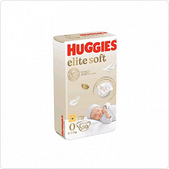 Подгузники Huggies Elite Soft 0+ (до 3,5 кг) 50 шт,NEW (mini -упаковка)