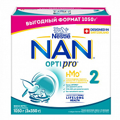 NAN 2 Optipro сухая молочная смесь с 6-12 месяцев (1050г)